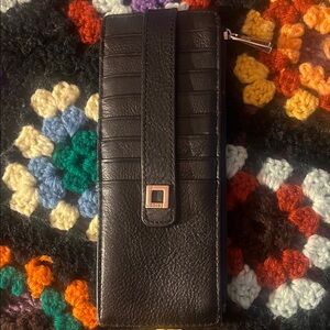 NWOT! Lodis Black Leather Wallet with Silver Accent